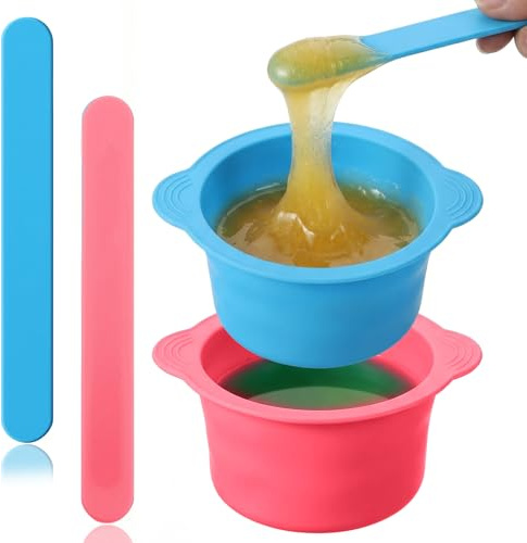Classicseali 2PCS Wax Pot Insert,Wax Pot Liner with 2 Waxes Sticks | Non-Stick Waxes Pot Silicones Liner,for Preparing Powders,Making DIY Face Masks,Mixing Pigments,and Hair Dyes,Blue, Pink