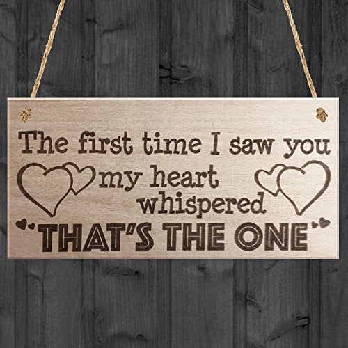 RED OCEAN The First Time I Saw You Wooden Hanging Plaque Soulmate Valentine Love Gift Sign