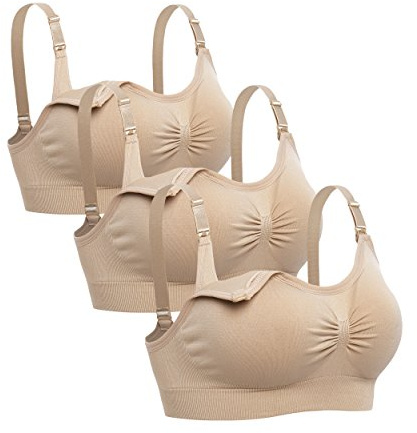 Lataly Womens Sleeping Nursing Bra Wirefree Breastfeeding Maternity Bralette - Beige -