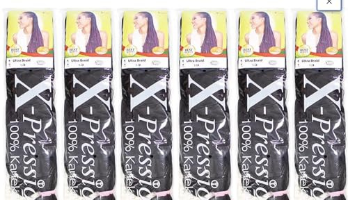 X-pression Ultra Braid Artificial Hair Extension #1B Approx. 210cm (6 PCS OFFER)