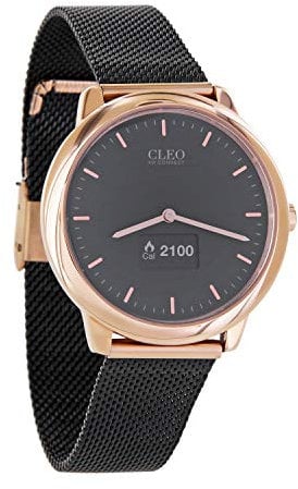 X-WATCH 54033 Hybrid-Smartwatch CLEO XW Connect Smartwatch Damen Armbanduhr mit Schrittzähler Samtschwarz/Rosegold