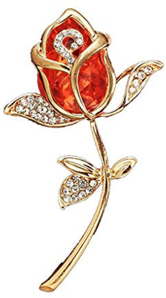 AILUOR Elegante glänzende Kristall Rose Blume Brosche Pins, Fancy Beauty Floral Design Brosche Pins für Frauen Dame Braut Hochzeit Corsage Bouquet Schmuck Weihnachten/Valentinstag Geschenke (Rot)