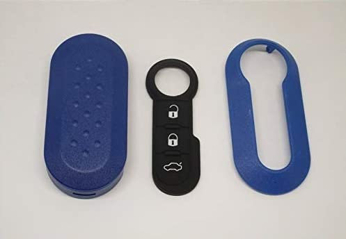 COVER CHIAVE GUSCIO + TASTI TASTINI IN GOMMA COMPATIBILE CON FIAT 500 GRANDE PUNTO EVO BRAVO PANDA 500L LANCIA Y YPSILON MUSA DELTA SCOCCA BLU + Video Tutorial Esplicativo Per Il Montaggio