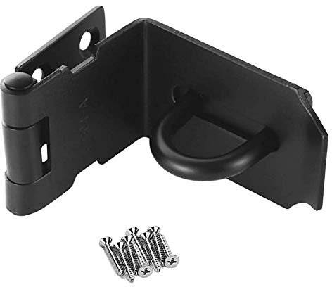 WANLIAN Loquet de porte à angle droit en acier inoxydable à 90 degrés, verrou de sécurité pour pousser/coulissante/grange, 2 mm d'épaisseur, finition noire mate