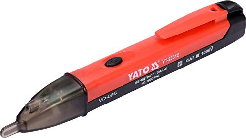 YATO Profi Berührungsloser Spannungsprüfer/Phasenprüfer mit LED, akustischem Summer und Taschenlampe, 90-1000V, Stromprüfer Spannungstester