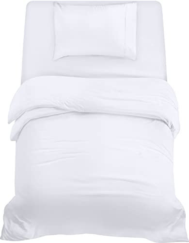 Utopia Bedding 3 Piece Single Bedding Set - Duvet Cover, Fitted Sheet with Pillow case - Soft Brushed Microfiber (White)