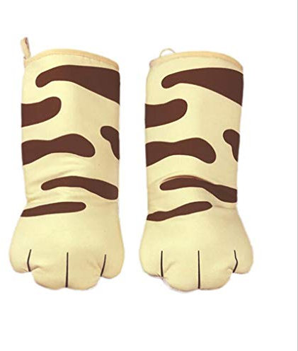 Thick Cotton Oven Mitts Cute Cat/Paw Design Baking Gloves Heat Resistant Cooking Gloves Potholder Funny Grilling Microwave Mittens Backer Kitchen Tools, 1 Pair