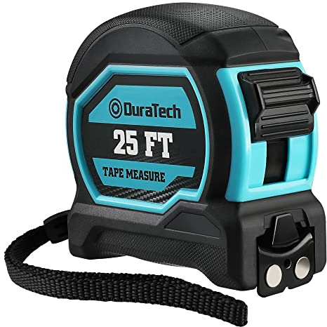 DURATECH Magnetic Tape Measure 25FT with Fractions 1/8, Retractable Measuring Tape, Easy to Read Both Side Measurement Tape, Magnetic Hook and Shock Absorbent Case for Construction, Carpenter
