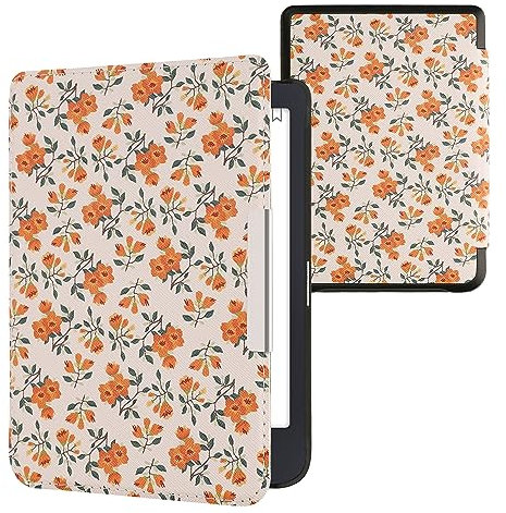 kwmobile Klapphülle kompatibel mit Tolino Shine 3 Hülle - eReader Case - Gelbe Blumen Gelb Grün Beige