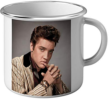 French Unicorn Emaille Tasse Metall Star berühmter Elvis Presley Sänger Musik Vintage 4