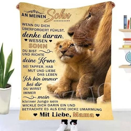 Kuscheldecke Flauschige Personalisierte Geschenke Decke an Meinen Sohn von Mama, Super Weiche Luftpost Flanelldecke Positiv Ermutigen Sie Ihre Mama zur Liebe Geeignet für Sofa Reisen Geburtstags