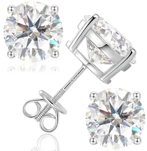 Moissanite Stud Earrings, 3-10MM Diamond Earrings for Women Men, Fathers Day Gifts 925 Sterling Silver Earrings Hypoallergenic Screw Back Stud