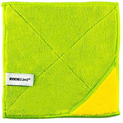 Kochblume | Microfasertuch Putztuch 18 x 18cm | Aufnahmefähigeit bis 180 ml | Extra saugfähige Fasern | Farbe: Limette|gelb