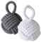 Nautical Knot Door Stopper, Set of 2, Grey and White, Natural Jute Rope, Hand Tied, Loop Handle, 6 D x 9 H inches, Weighted, 5.5 Pounds Together