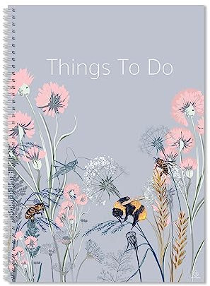 Exacompta - Ref GS014Z A4 Things To Do Notizbuch, 90 g/m² Papier, 210 mm x 297 mm, 40 Blatt liniertes Papier mit Blumen- und Bienen-Design, ideal für Ordnung