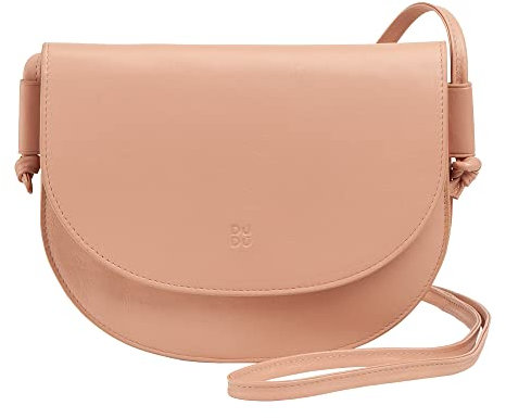 DUDU Damen Umhängetasche aus Leder, kompaktes schlankes Design Handtasche mit Knopfverschluss, Verstellbarer Schulterriemen Puder rosa