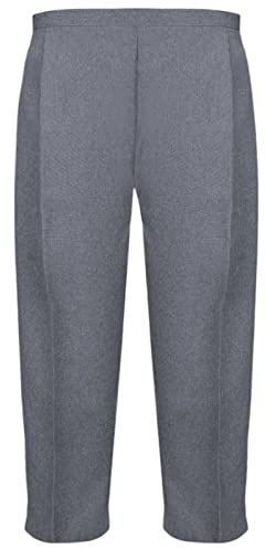 MyShoeStore Ladies Womens 3/4 Three Quarter Half Elasticated Trouser Plain Capri Cropped Stretch Trousers Plain ¾ Length Pants Summer Shorts Plus Big Sizes 10 to 24 (Cationic 3/4 Grey, 18)