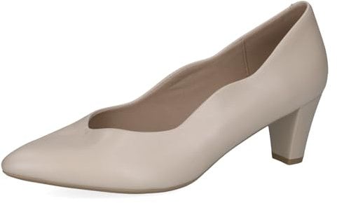 CAPRICE Damen Pumps aus Leder mit Trichterabsatz, Cremefarben (Cream Perlato), 38.5 EU