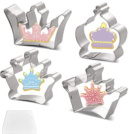 5 Stück Ausstechformen Set, Krone Plätzchenausstecher Set, Prinz-Krone und Prinzessinnenkrone Edelstahl Keksausstecher,für DIY Keks,Cupcake, Kuchen, Party Dessert Deko
