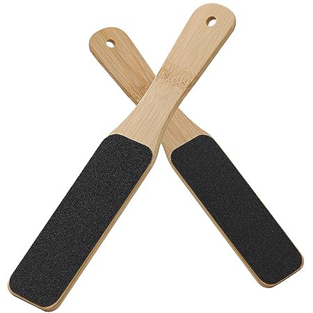 BEZOX Lima per Piedi per Rimozione Calli con Manico in Bambù, Scrubber per Piedi Portatile su entrambi i lati, Levigatrice per Talloni per Pedicure Professionale per Piedi Lisci e Belli