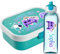 Lunchbox Set für Kinder Jungen zur Schule Personalisiert mit Namen Brotdose Wasserflasche Trinkflasche BPA frei Essen für Unterwegs mit Gabel und Bento Fach To Go Gamer Girl [153]