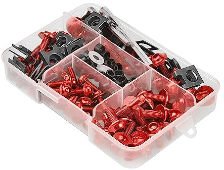 JNNJ 177 PCS Schraubensatz Motorrad Verkleidung Schrauben Kit, Motorrad Windschutzscheiben Verkleidungsschrauben, Motorräder modifizierte Zubehör Schraubensatz(Rot)
