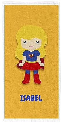 Pla Pla Pla Toalla de Super héroes Personalizada con Nombre del niño o niña. Toalla de Playa o Piscina, Toalla baño con Dibujo de Super heorína. Toalla Infantil 100x150 cm. (Super Girl)
