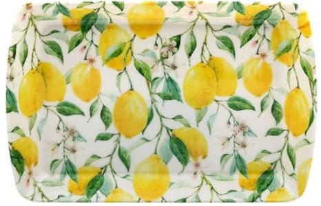 Lemon Grove Small Serving Tray Food Snacks Summer Fruit Design Yellow Tableware