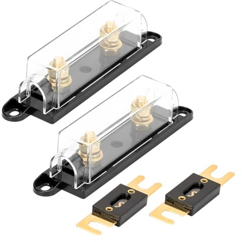 CGEAMDY 2 Stück In-Line ANL-Sicherungshalter, Auto-Audio-Stereo-ANL-Sicherungshalter, 32 VDC ANL-Sicherungen Für Auto Fahrzeuge Audio-Verstärker Solaranlage(200A)