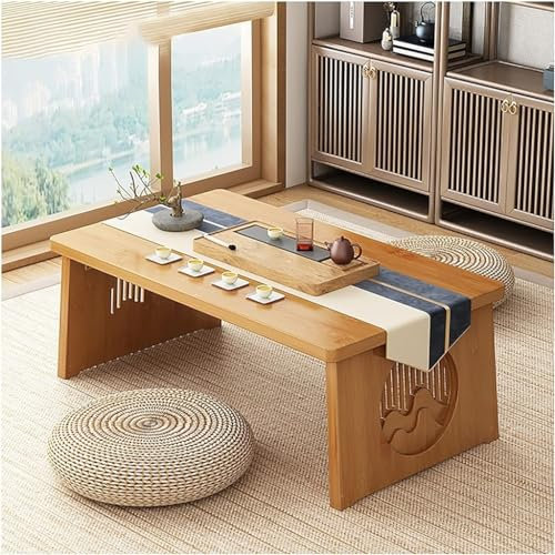 Umweltfreundlicher Kleiner Teetisch im japanischen Stil, Tatami-Couchtisch, niedriger Altartisch for Meditation, for Sitzen auf dem Boden, for Essen und for spirituelle Praktiken (Farbe : Holz, Size