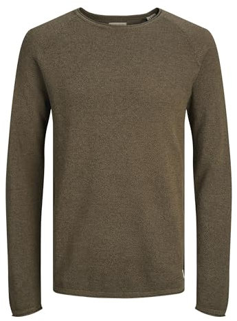 JACK & JONES JJEHILL Knit Crew Neck Noos, Canteen/Detail: Twist, L