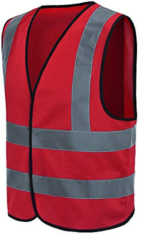 AYKRM Sicherheitsweste Warnweste Reflektierendes WarnschutzWeste Warnweste mit Reflektorstreifen Arbeitsweste rot