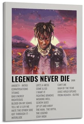 ALOEU Juice Wrld Legends Never Die-Poster, Wand-Collage-Set & Leinwand-Kunstdrucke, Dekoration für Wohnzimmer