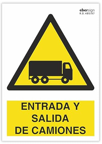 EberSign | Señal de Advertencia Entrada y Salida de Camiones (A3)