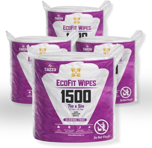 Wet Wipes Alcohol Free - 4 Rolls, 1500 Wipes per Roll - Disposable Cleaning Multi Surface Disinfectant Wipes Bulk - Non Alcohol Hands Surface Cleaning Wipes (6,000 total)