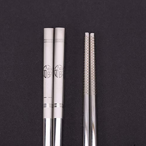 Yctze 1 par de Palillos de Sushi Portátiles de Acero Inoxidable con Patrón Grabado, Vajilla Coreana Personalizada para Cenas Tradicionales y Cocina Oriental (Yctzeew2u7zpamc-04)