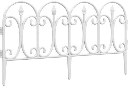 vidaXL 17x Bordures de Pelouse Bordures de Jardin Clôtures de Pelouse de Patio Bordures de Gazon Herbe Parterre Allée Extérieur Blanc 10 m PP