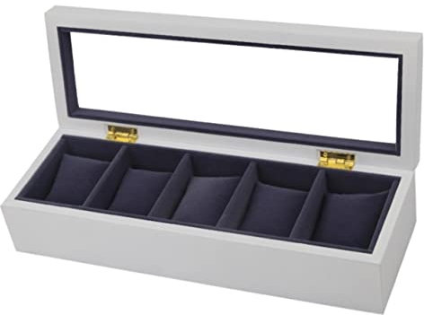 Uhrenbox uhrenschachtel Uhren-Display-Aufbewahrungs-Organizer, 5 Fächer, Holz-Uhrenbox, Transparente Oberseite, Schmuckkollektion, Display-Aufbewahrungshalter Uhren Aufbewahrungsbox (Color : Black,