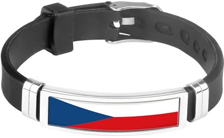 Taffstyle Damen Herren Silikon Armband Armreif Deutsche National Flagge Fahne Fanartikel EM WM verstellbar Schmuck Basketball Handball Fussball Eishockey Land Tschechien