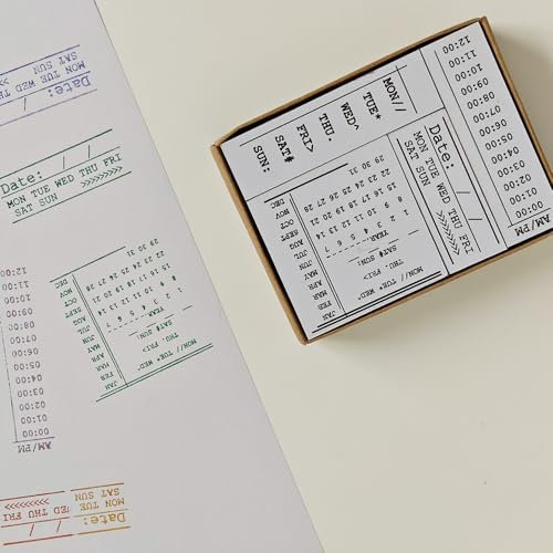 Journal Holz Stempel Set Vintage Stempel Kalender Planer Woche Datum Organizer für Scrapbooking Card Making (Style1)