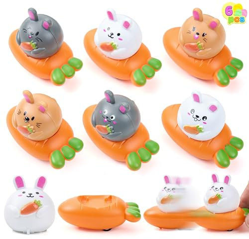JOYIN Oster-Karotten-Autos mit Rückzieh-Hasen Aufziehspielzeug Reibungsrenner-Geschenke für Kinder Erwachsene Osterparty-Geschenke Osterhasen als Mitbringsel Mitgebsel Gastgeschenke