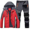 Generisch Langlaufski Set Herren, Skianzug Herren 2 Teilig Set Wasserdicht Skibekleidung Jacke Und Hosen Tracksuit Warme Schneeanzug Mit Kapuzen Skianzug Winter Skijacke Winddicht Schneemantel