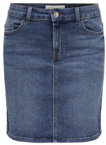 JACQUELINE de YONG Damen Jeans Rock JDYMOON HW REG Skirt DNM Mix (DE/NL/SE/PL, Alphanumerisch, S, Regular, Regular, Dark Blue Denim)