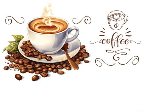 Wall Stickers of Coffee Cups Vinyl Decals for Kitchen and Cafe Interior Design