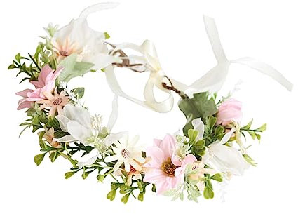 FRCOLOR Blumenstirnband Blumenkopfschmuck Für Braut Verstellbar Leicht Filigran Für Hochzeit Geburtstag Fotoshootings