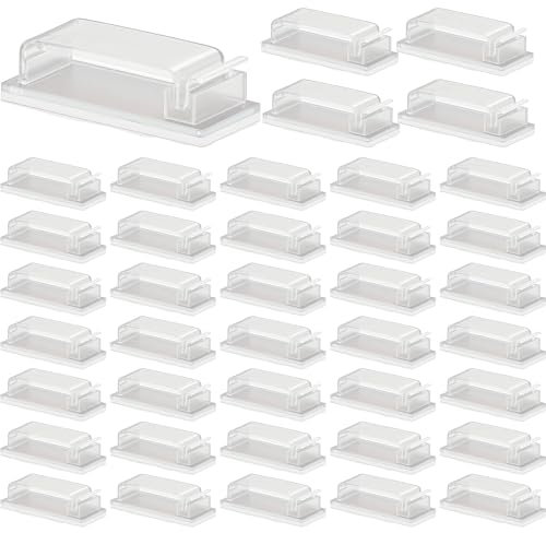 KAIYAYA Lot de 40 Clips Cable Adhesif Accroche Cable Management pour Organiseur de Fils Electriques Organisateur Cable pour TV, PC, Ordinateur Portable, Maison, Bureau (Transparent)