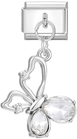papasgix Italian Charms Module für 9mm Italian Charm Bracelet Anhänger DIY Italian Style Charms für Damen Abnehmbar Italienisches Charm Armband Zubehör Geschenk Weiß Schmetterling