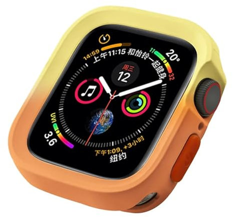EAMOM Funda de TPU para Apple Watch Series Ultra 49 mm 9 8 7 41 mm 45 mm, carcasa con marco de parachoques para iWatch 6 5 SE 4 40 44 mm(Yellow orange,44mm)