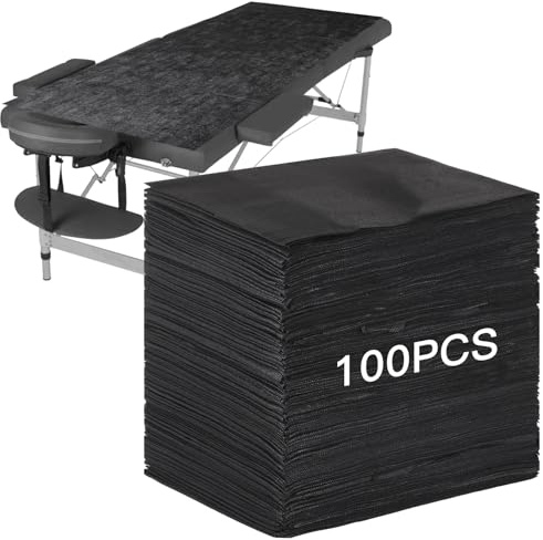 YOFAPA Einweg-Bettlaken, schwarz, PP-Vlies-Abdeckungen für Wimpernbetten und Massageliegen, wasserdichtes Design, 78,9 x 180,9 cm, 100 Stück
