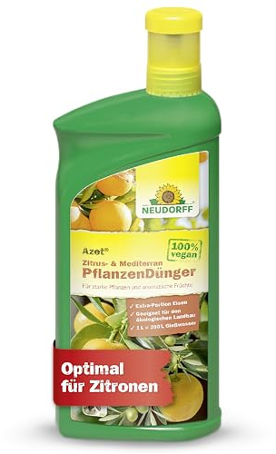 Neudorff Azet Zitrusdünger und mediterraner PflanzenDünger 1L flüssig - 100% natürlicher Zitronenbaum Dünger mit Extra Eisen für aromatische Zitronen, Orangen und Oliven